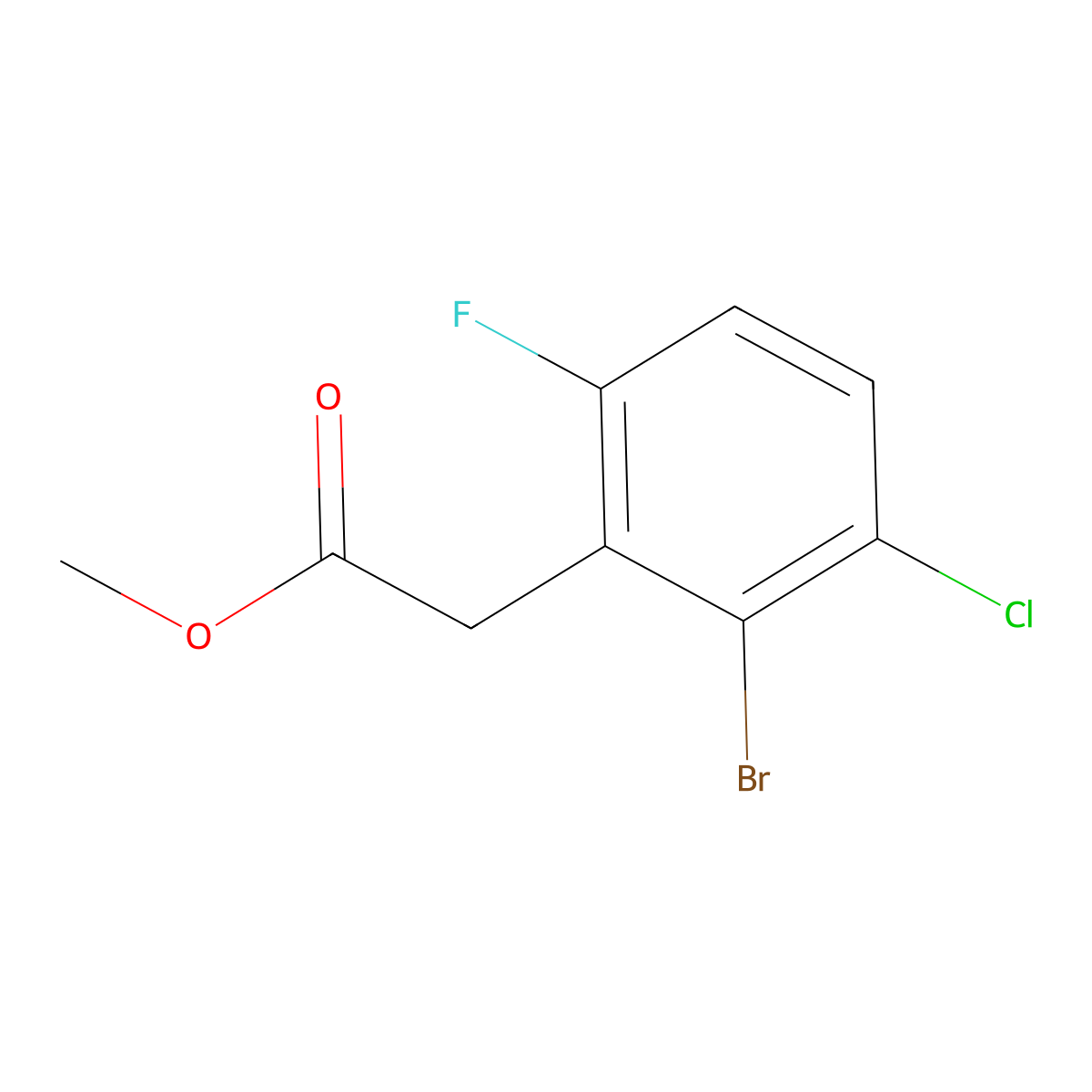Methyl 2-(2-bromo-3-chloro-6-fluorophenyl)acetate molecular structure, CAS 1823585-09-6