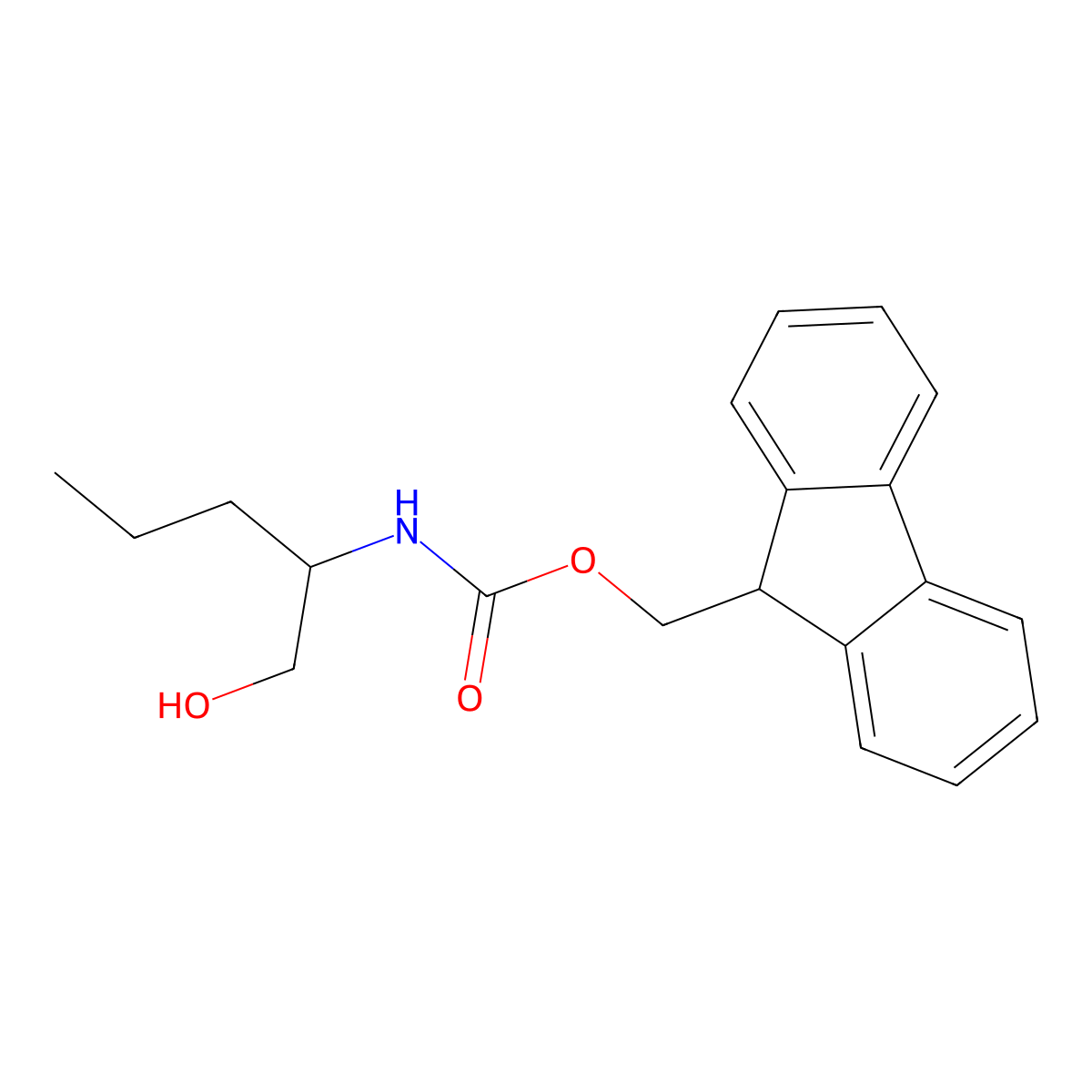 (9H-fluoren-9-yl)methyl N-(1-hydroxypentan-2-yl)carbamate molecular structure, CAS 1823589-82-7