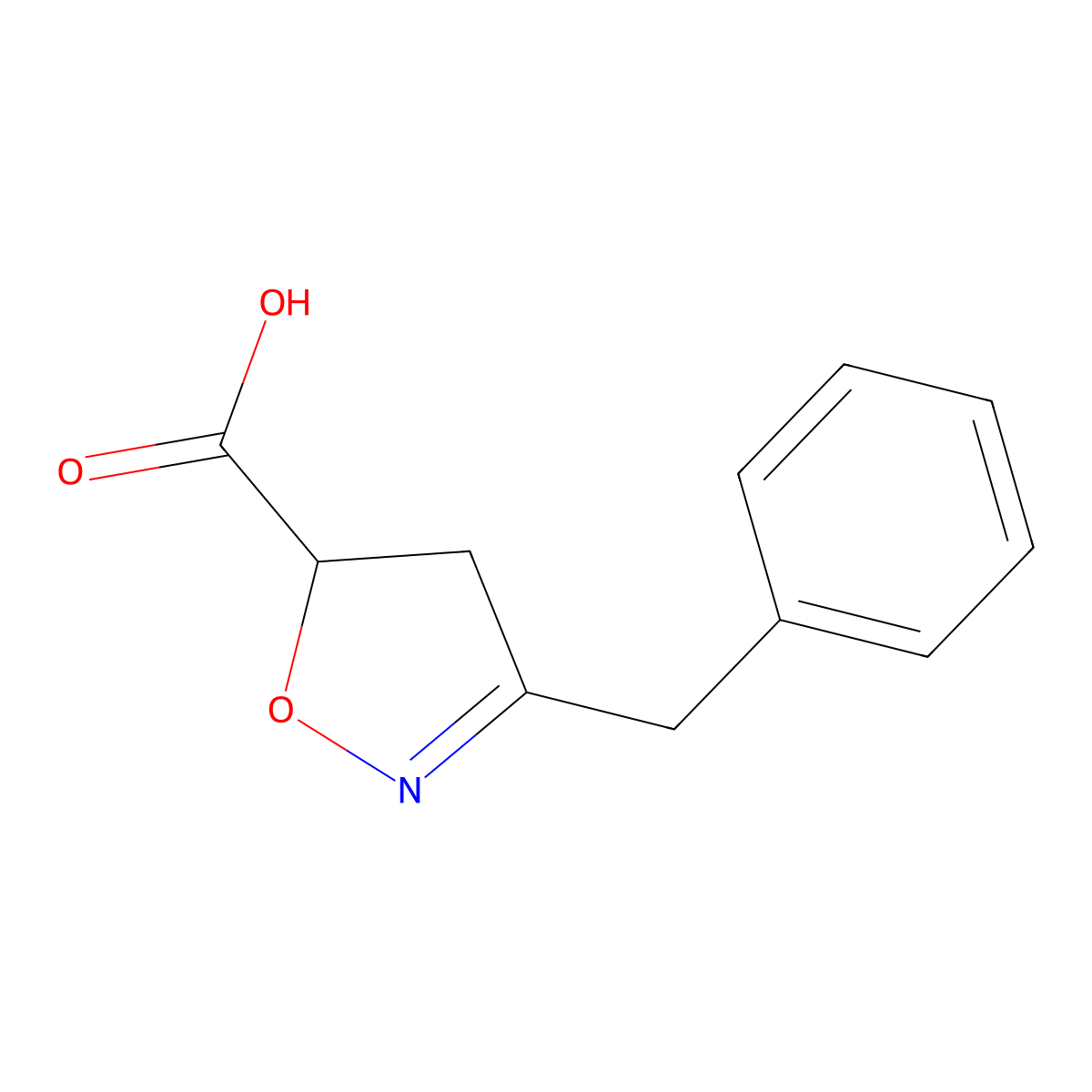 3-Benzyl-4,5-dihydro-1,2-oxazole-5-carboxylic acid molecular structure, CAS 1823591-68-9