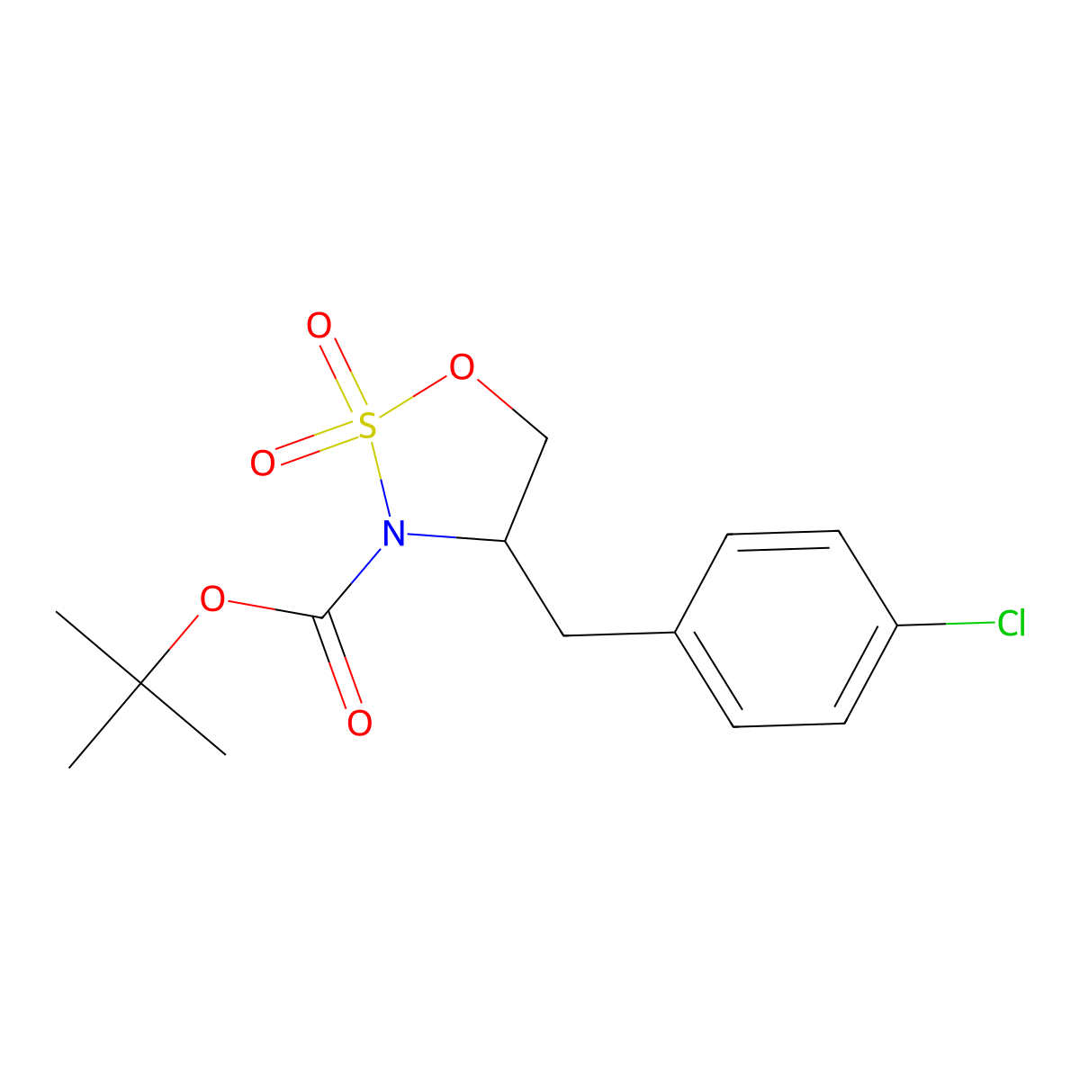 3-Boc-4-(4-chlorobenzyl)-1,2,3-oxathiazolidine 2,2-dioxide molecular structure, CAS 1823607-73-3