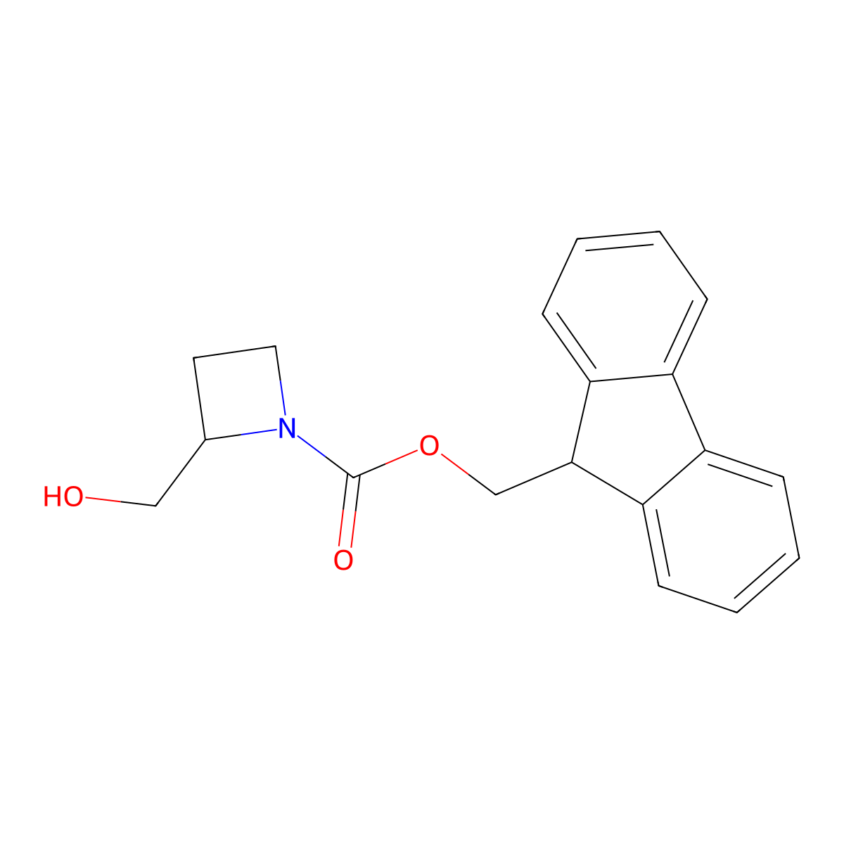 (9H-fluoren-9-yl)methyl 2-(hydroxymethyl)azetidine-1-carboxylate molecular structure, CAS 1823615-42-4