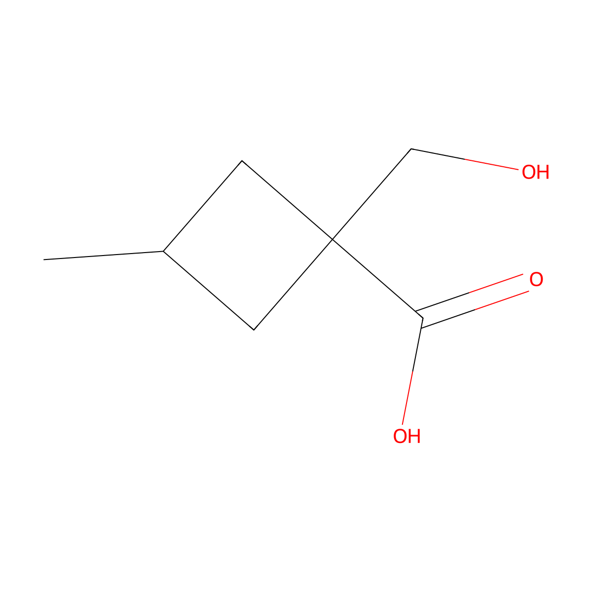 1-(Hydroxymethyl)-3-methylcyclobutane-1-carboxylic acid molecular structure, CAS 1823617-77-1