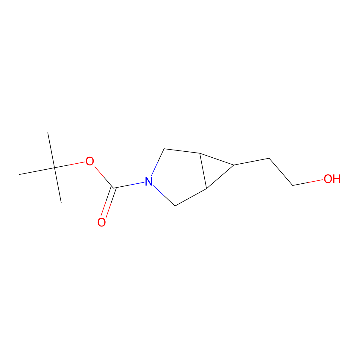 tert-Butyl 6-(2-hydroxyethyl)-3-azabicyclo[3.1.0]hexane-3-carboxylate molecular structure, CAS 1823627-79-7