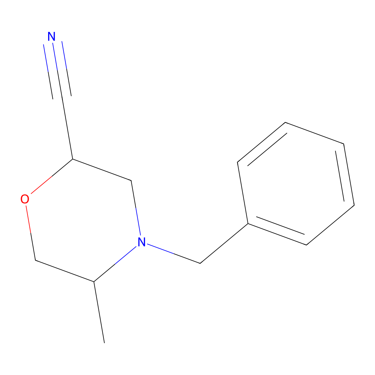 4-Benzyl-5-methylmorpholine-2-carbonitrile molecular structure, CAS 1823637-80-4