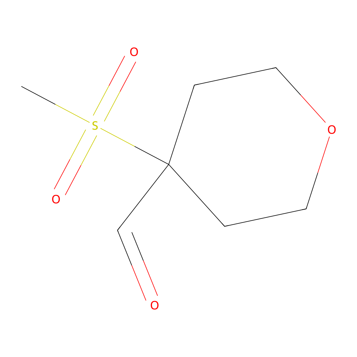 4-Methanesulfonyloxane-4-carbaldehyde molecular structure, CAS 1823638-91-0