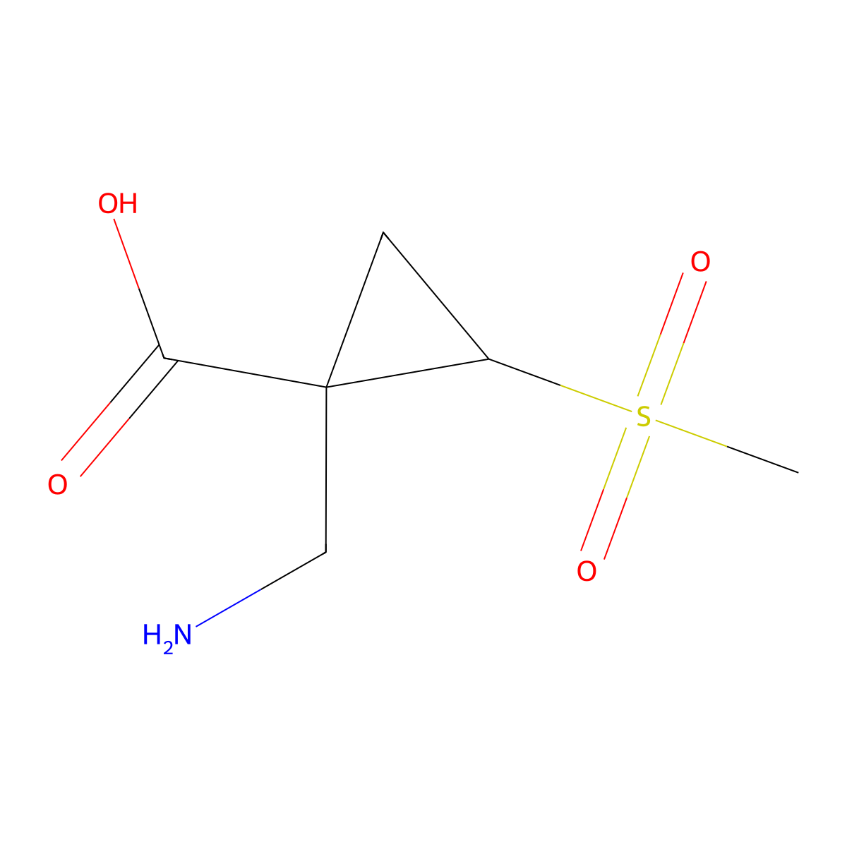 1-(Aminomethyl)-2-methanesulfonylcyclopropane-1-carboxylic acid molecular structure, CAS 1823639-98-0