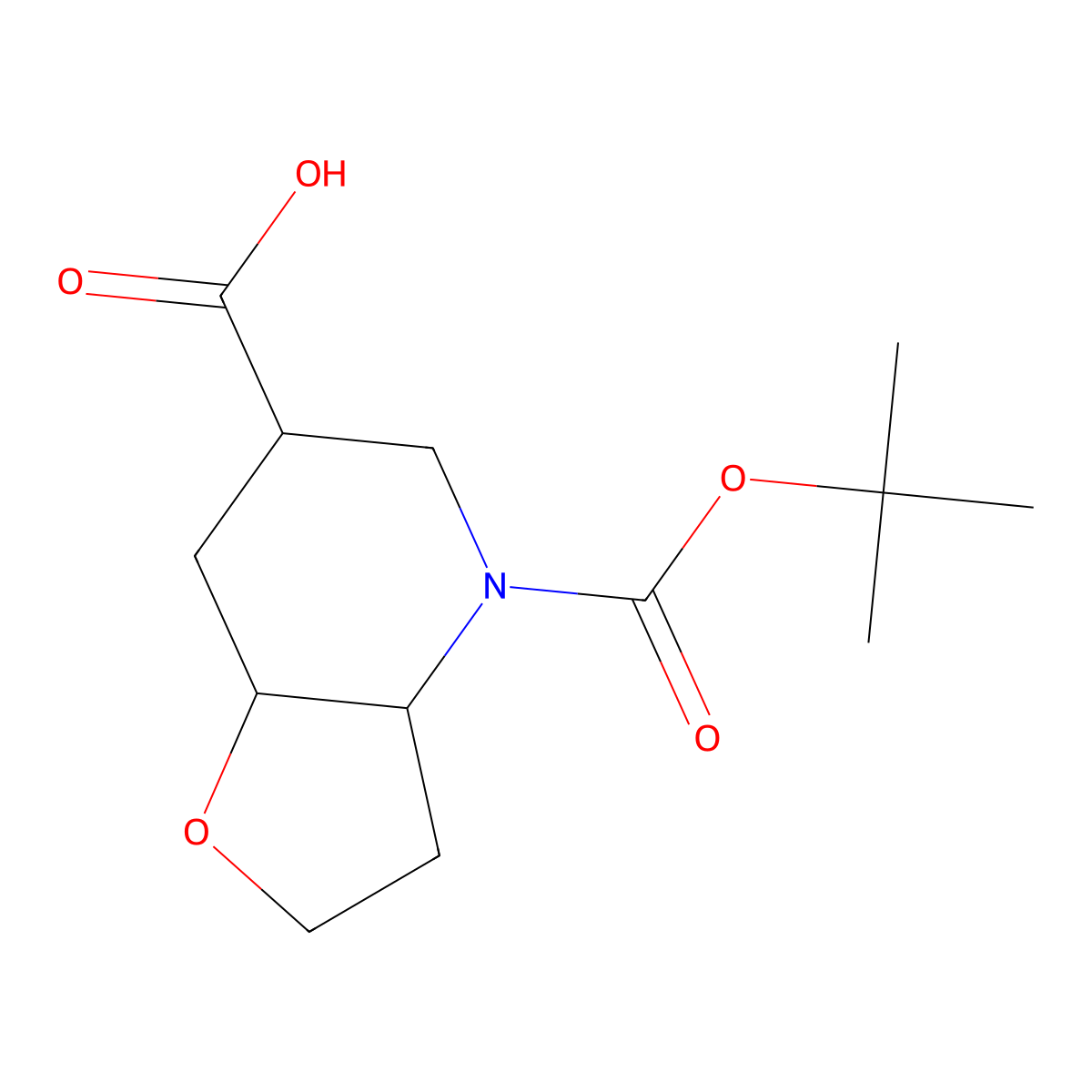 4-[(tert-butoxy)carbonyl]-octahydrofuro[3,2-b]pyridine-6-carboxylic acid, Mixture of diastereomers molecular structure, CAS 1823642-93-8