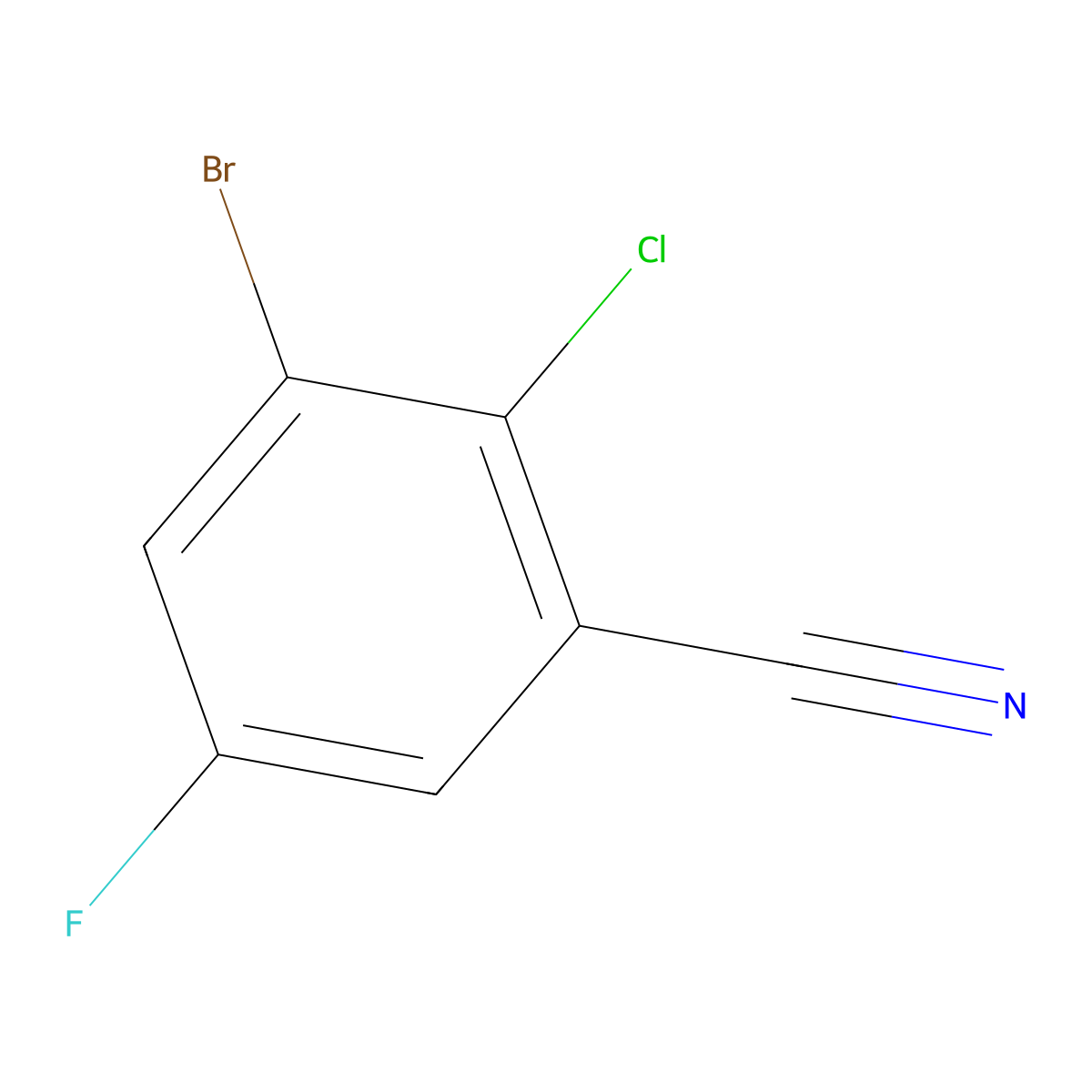 3-Bromo-2-chloro-5-fluorobenzonitrile molecular structure, CAS 1823644-47-8
