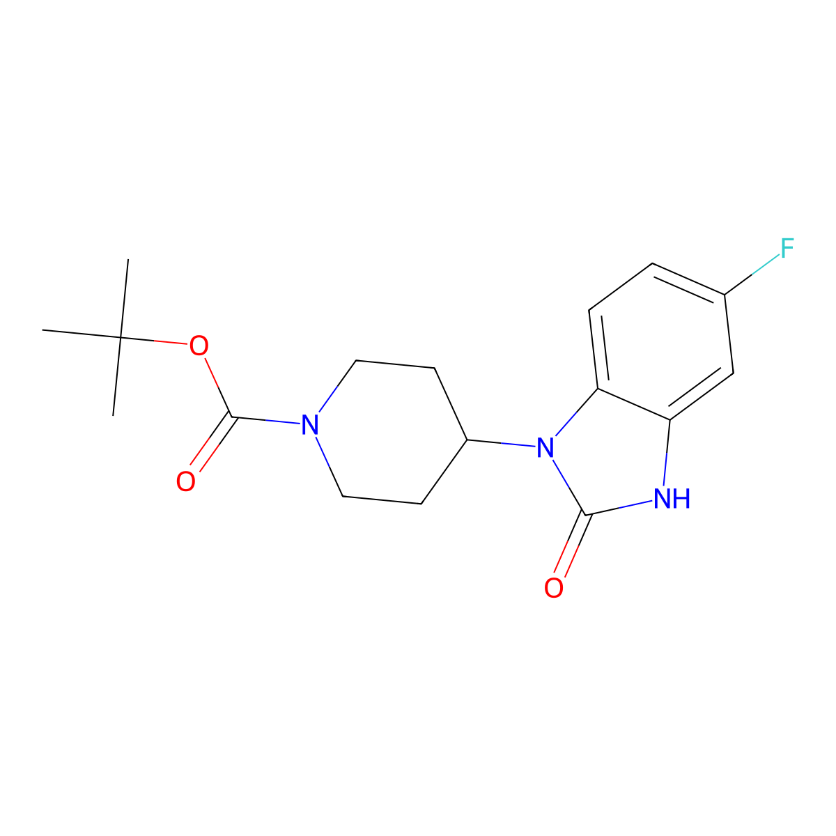 tert-Butyl 4-(6-fluoro-1,2-dihydro-2-oxobenzo[d]imidazol-3-yl)piperidine-1-carboxylate molecular structure, CAS 182365-86-2