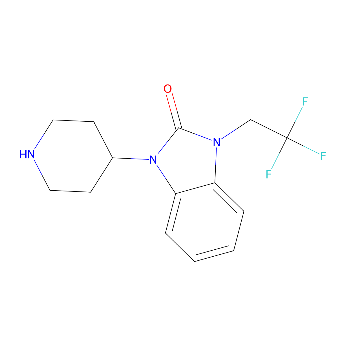 4-(3-(2,2,2-Trifluoroethyl)-2-oxo-1-benzimidazolinyl)piperidine molecular structure, CAS 182365-91-9