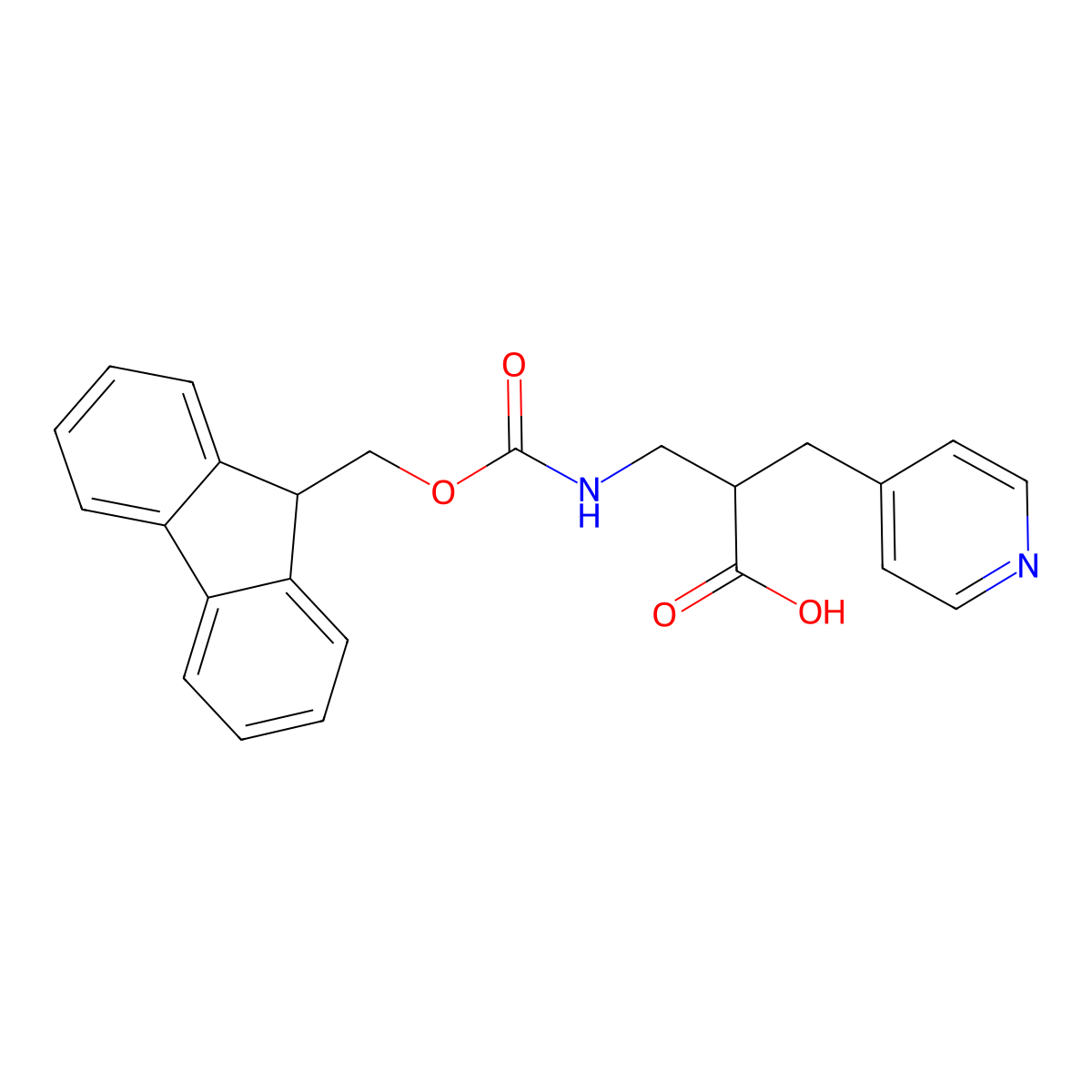 3-((((9H-fluoren-9-yl)methoxy)carbonyl)amino)-2-((pyridin-4-yl)methyl)propanoic acid molecular structure, CAS 1823652-01-2