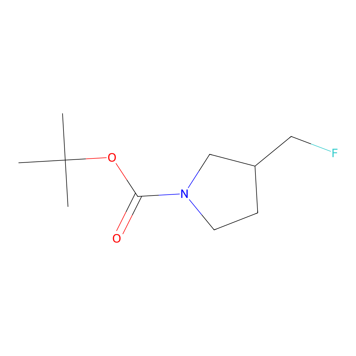 Tert-butyl 3-(fluoromethyl)pyrrolidine-1-carboxylate molecular structure, CAS 1823655-80-6