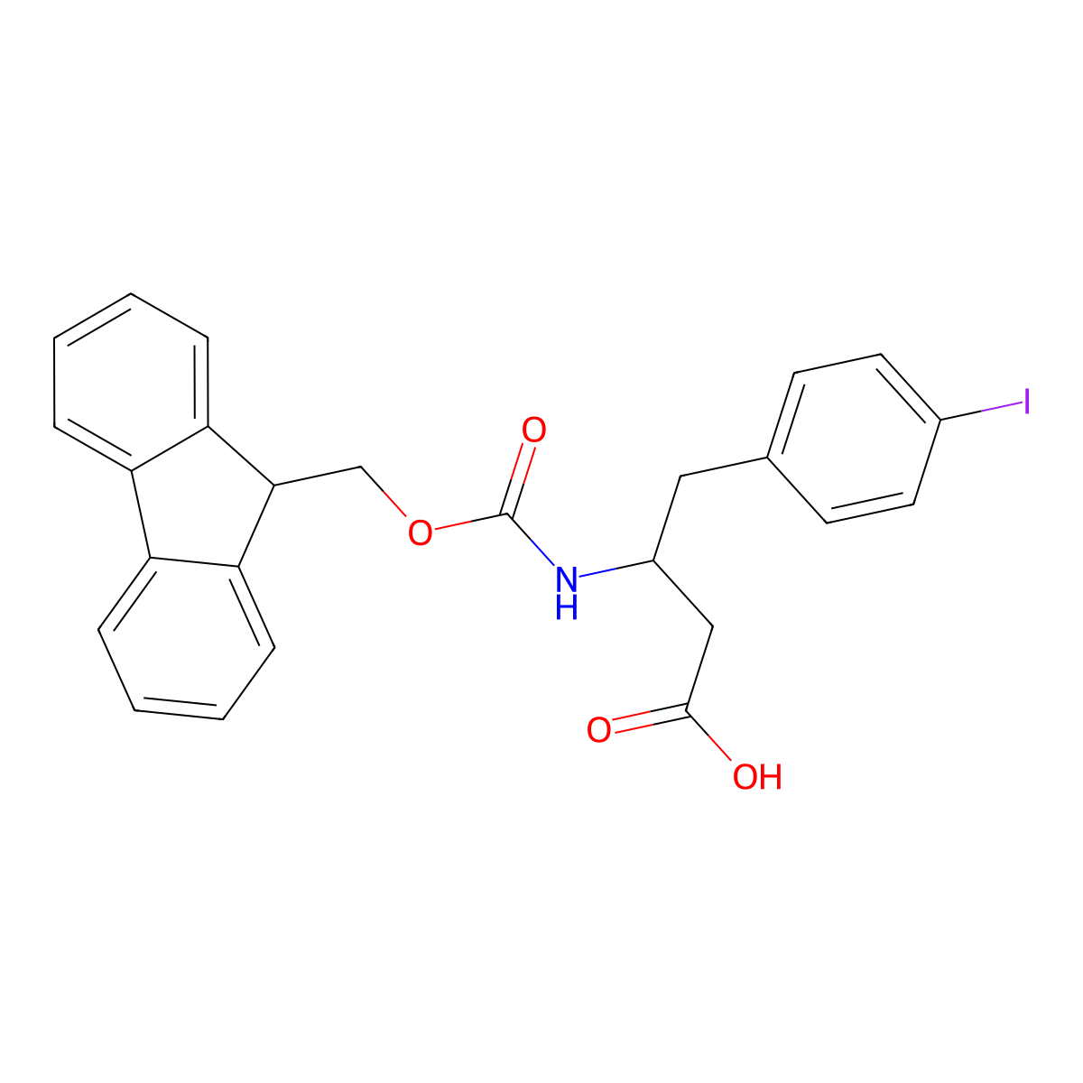 Fmoc-(S)-3-amino-4-(4-iodophenyl)-butyric acid molecular structure, CAS 1823670-52-5