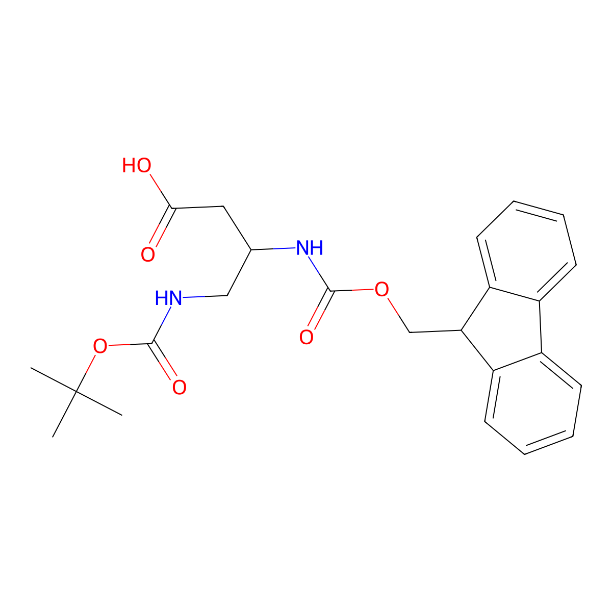 4-{[(tert-butoxy)carbonyl]amino}-3-({[(9H-fluoren-9-yl)methoxy]carbonyl}amino)butanoic acid molecular structure, CAS 1823684-85-0
