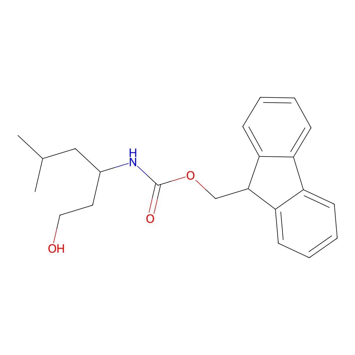 (9H-fluoren-9-yl)methyl N-(1-hydroxy-5-methylhexan-3-yl)carbamate molecular structure, CAS 1823685-19-3