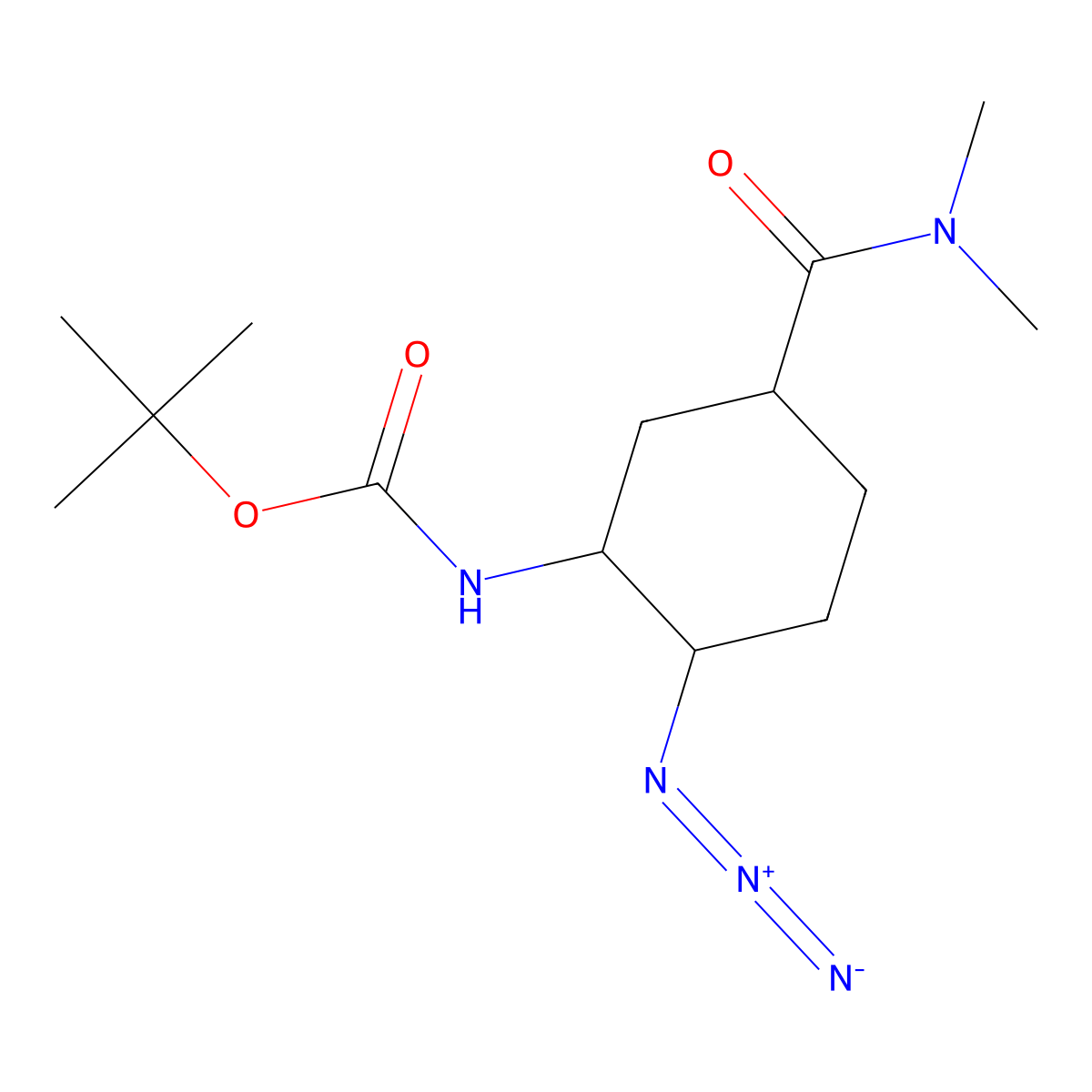 tert-butyl N-[2-azido-5-(dimethylcarbamoyl)cyclohexyl]carbamate molecular structure, CAS 1823701-39-8