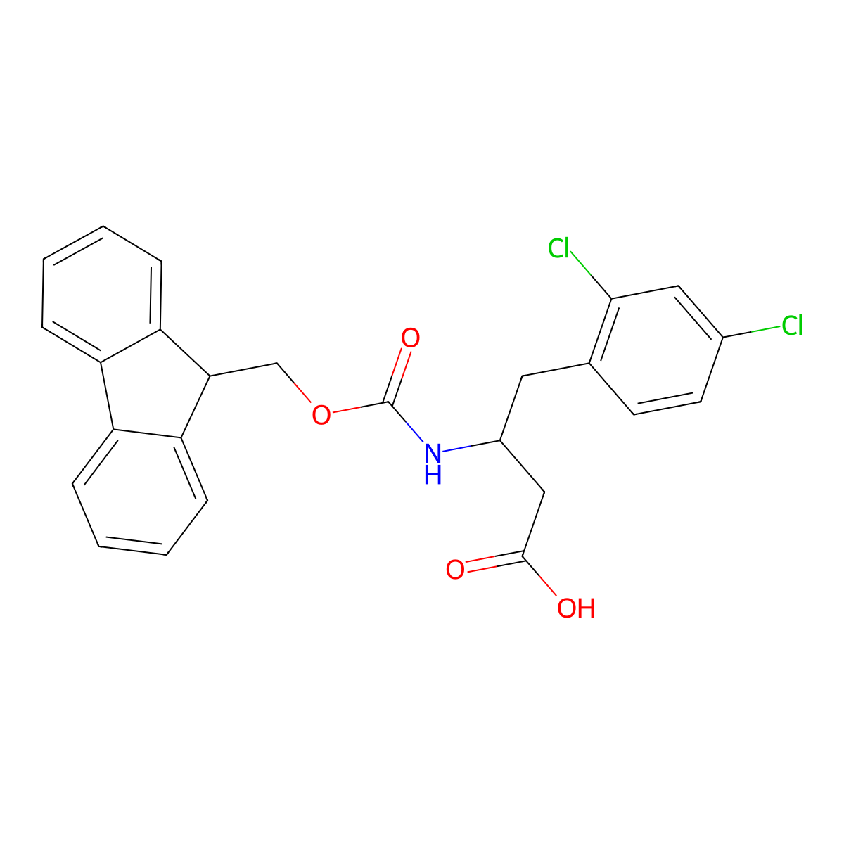3-((((9H-Fluoren-9-yl)methoxy)carbonyl)amino)-4-(2,4-dichlorophenyl)butanoic acid molecular structure, CAS 1823712-63-5
