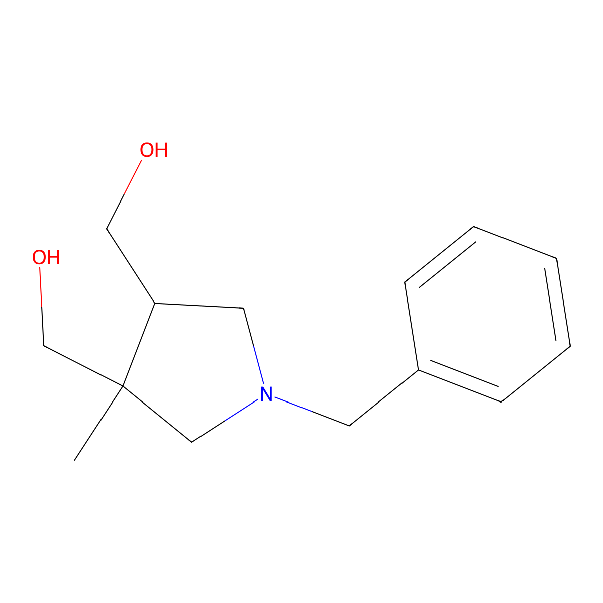 trans-1-Benzyl-4-(hydroxymethyl)-4-methylpyrrolidin-3-yl]methanol molecular structure, CAS 1823715-46-3