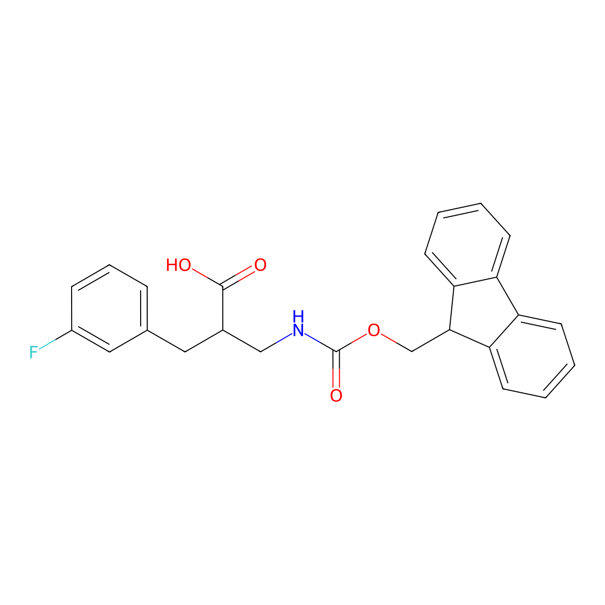 3-((((9H-fluoren-9-yl)methoxy)carbonyl)amino)-2-((3-fluorophenyl)methyl)propanoic acid molecular structure, CAS 1823724-86-2