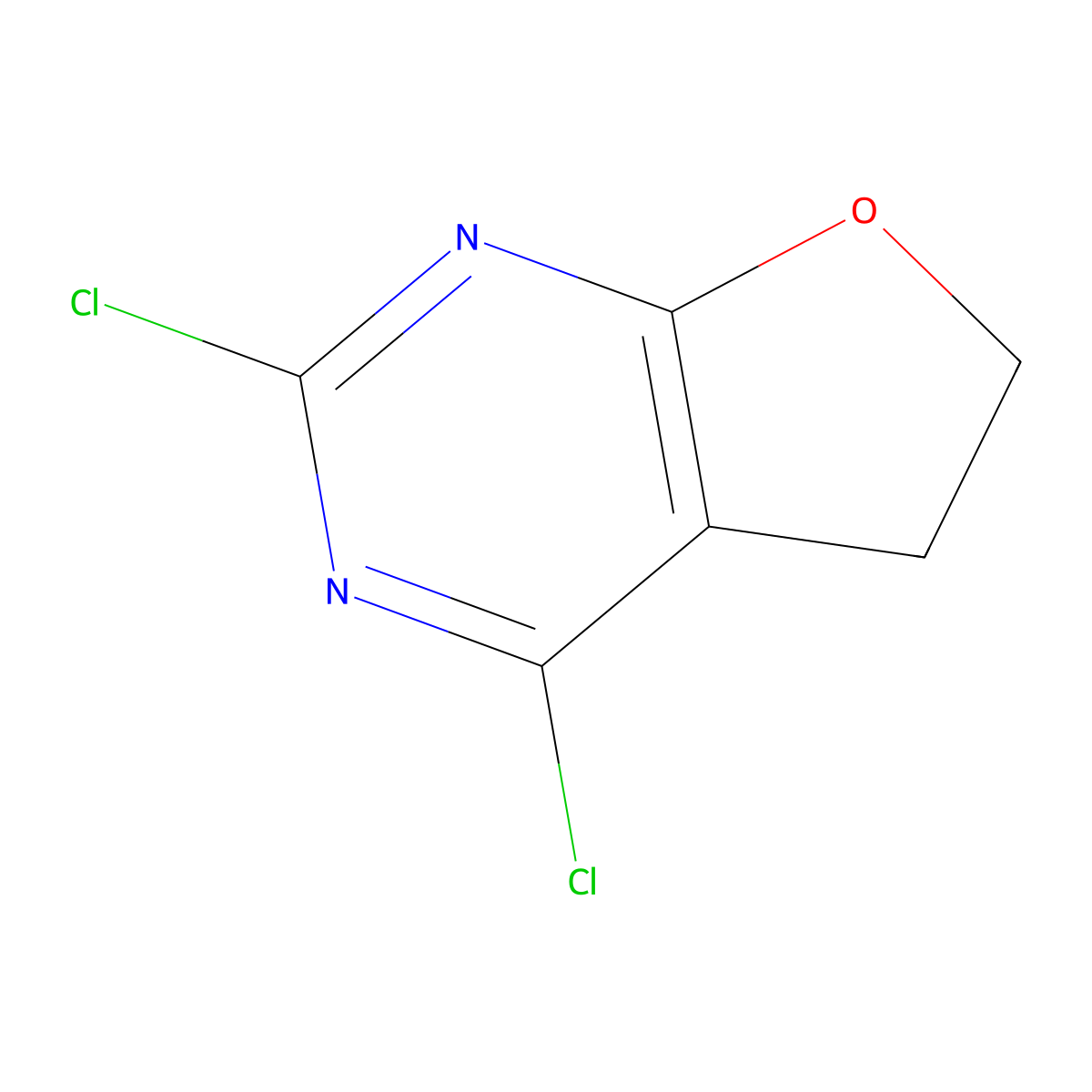 2,4-dichloro-5H,6H-furo(2,3-d)pyrimidine molecular structure, CAS 1823731-18-5