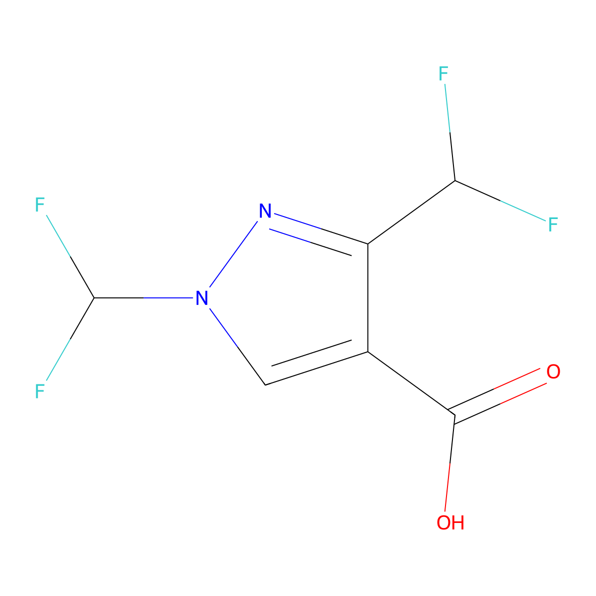 1,3-bis(difluoromethyl)-1H-pyrazole-4-carboxylic acid molecular structure, CAS 1823745-96-5