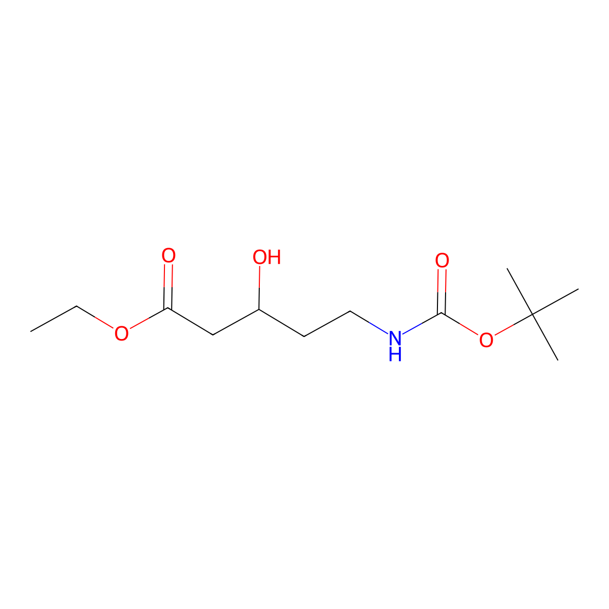 Ethyl 5-tert-butoxycarbonylamino-3-hydroxyvalerate molecular structure, CAS 1823756-99-5