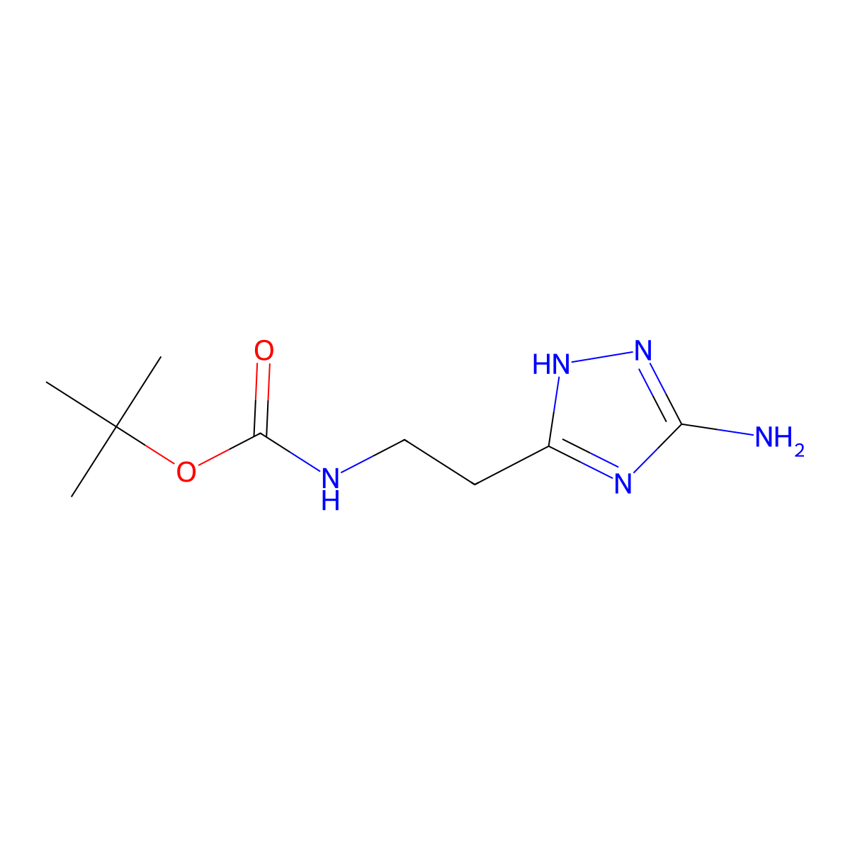 tert-butyl N-[2-(3-amino-1H-1,2,4-triazol-5-yl)ethyl]carbamate molecular structure, CAS 1823770-46-2