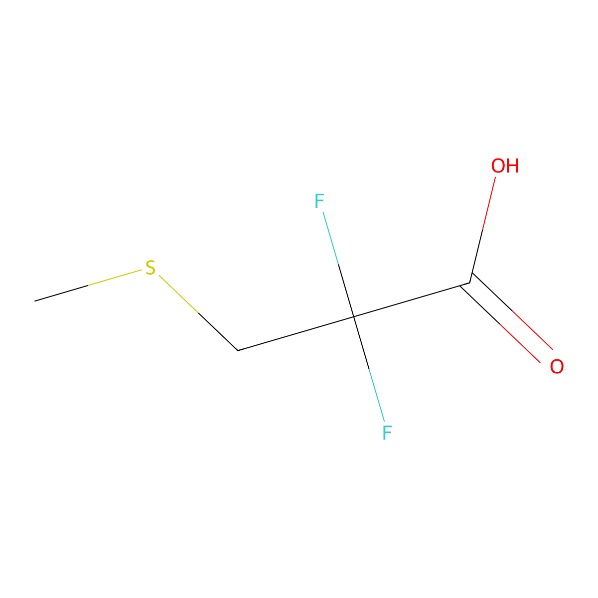 2,2-Difluoro-3-(methylsulfanyl)propanoic acid molecular structure, CAS 1823774-80-6