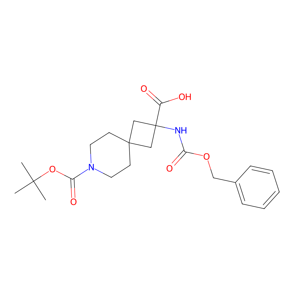 2-(((Benzyloxy)carbonyl)amino)-7-(tert-butoxycarbonyl)-7-azaspiro[3.5]nonane-2-carboxylic acid molecular structure, CAS 1823776-37-9