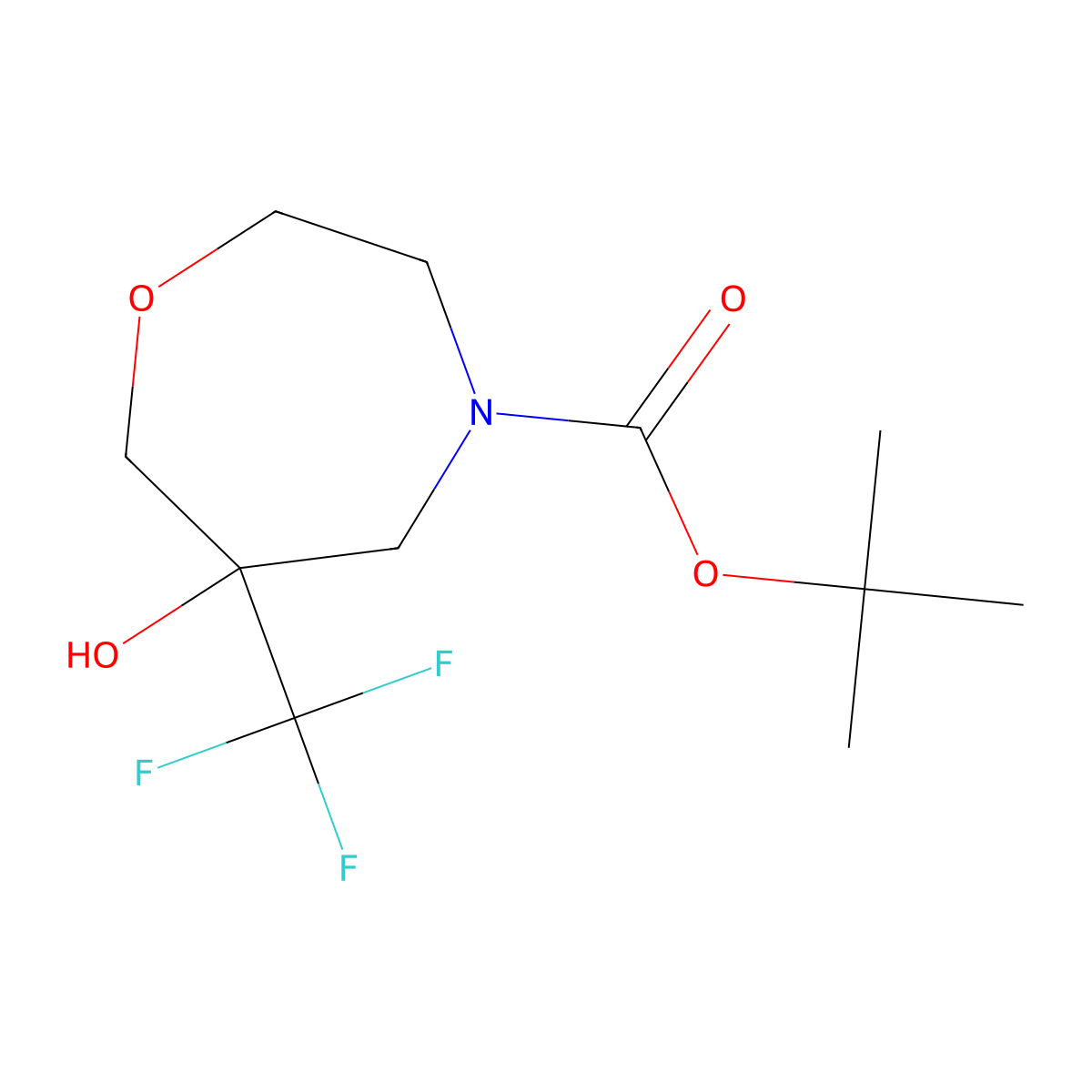 tert-Butyl 6-hydroxy-6-(trifluoromethyl)-1,4-oxazepane-4-carboxylate molecular structure, CAS 1823776-46-0