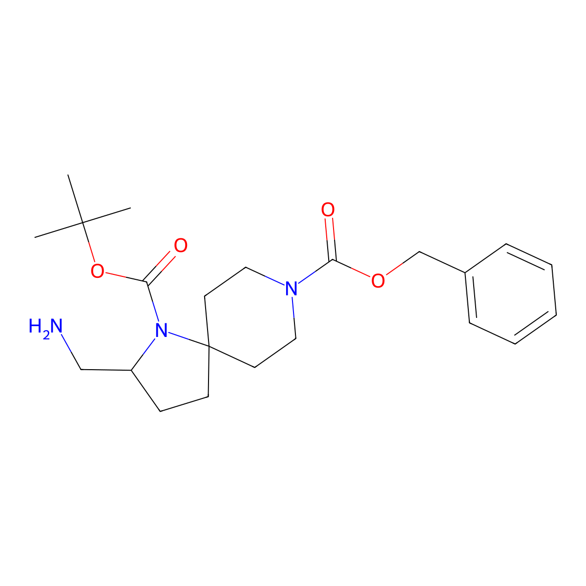 8-Benzyl 1-tert-butyl 2-(aminomethyl)-1,8-diazaspiro[4.5]decane-1,8-dicarboxylate molecular structure, CAS 1823776-49-3