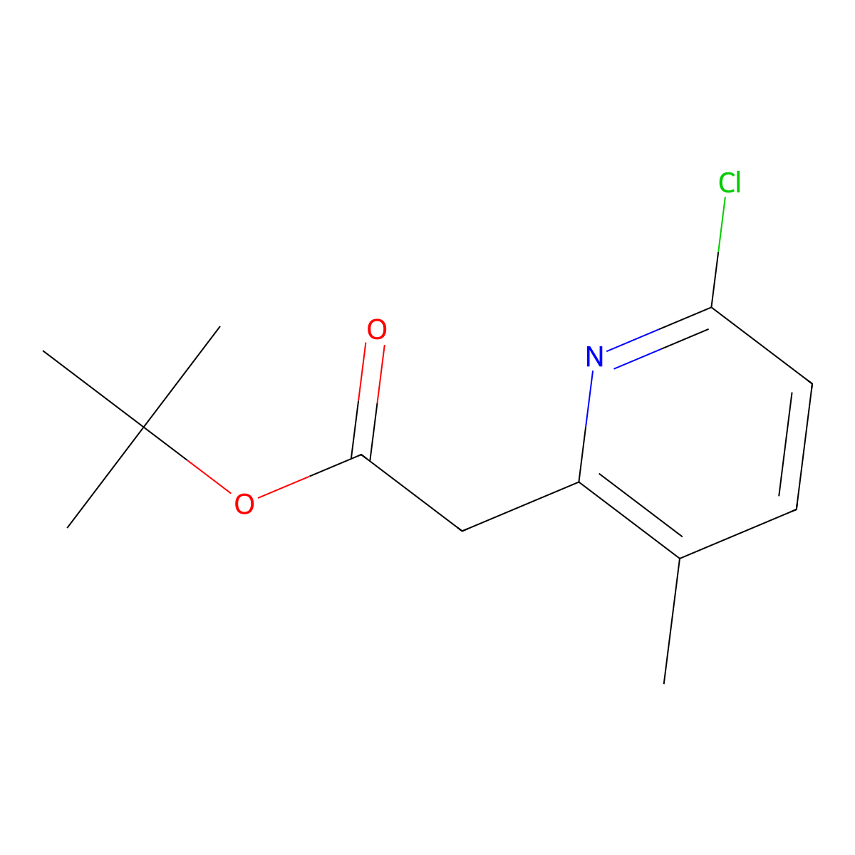 Tert-butyl 2-(6-chloro-3-methylpyridin-2-yl)acetate molecular structure, CAS 1823776-99-3