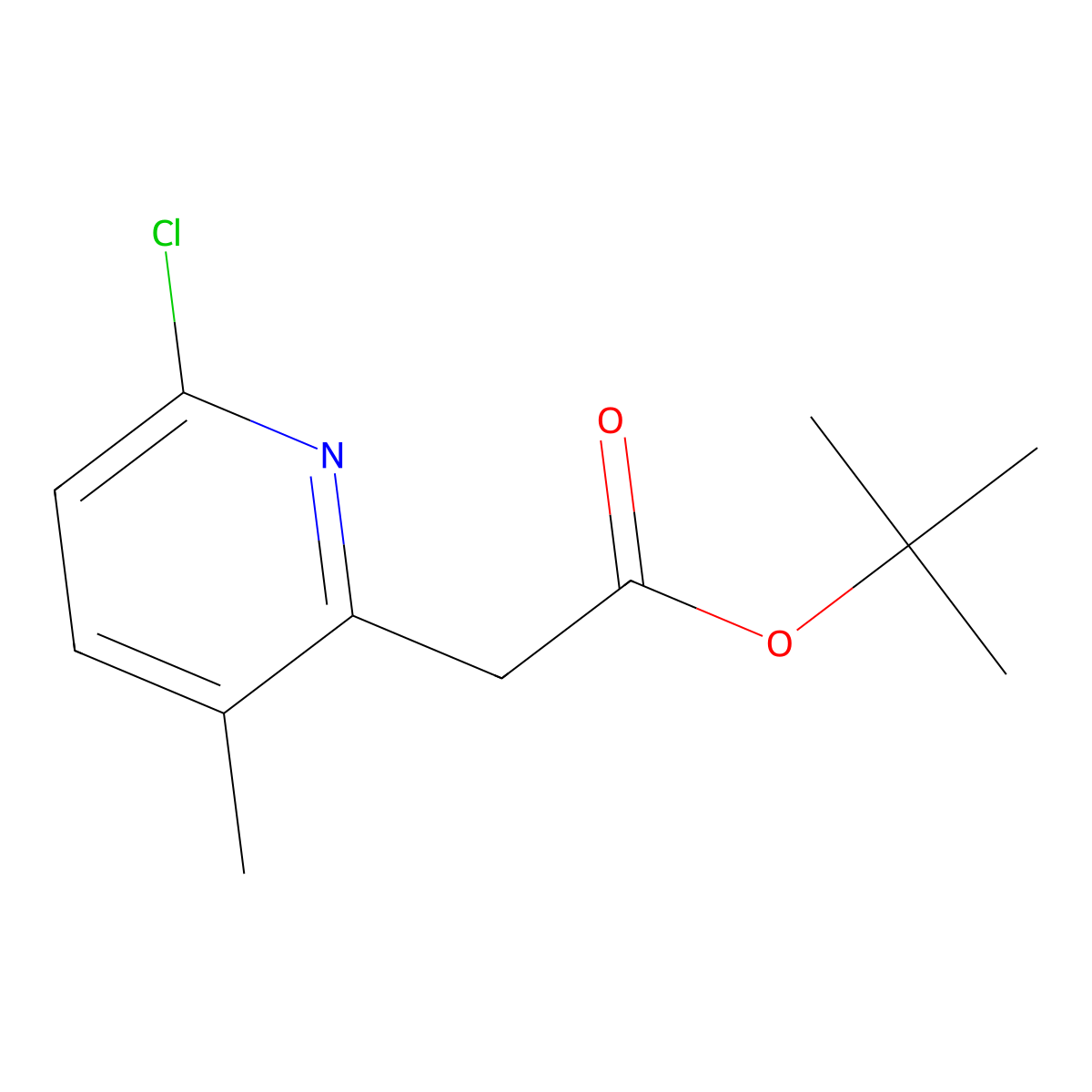 Tert-butyl 2-(6-chloro-3-methylpyridin-2-yl)acetate molecular structure, CAS 1823776-99-3