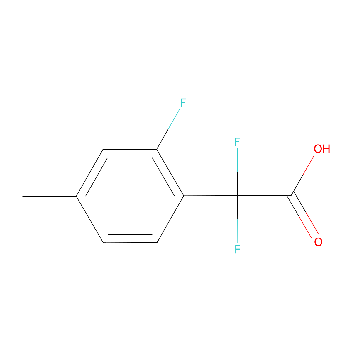 2,2-Difluoro-2-(2-fluoro-4-methylphenyl)acetic acid molecular structure, CAS 1823777-03-2