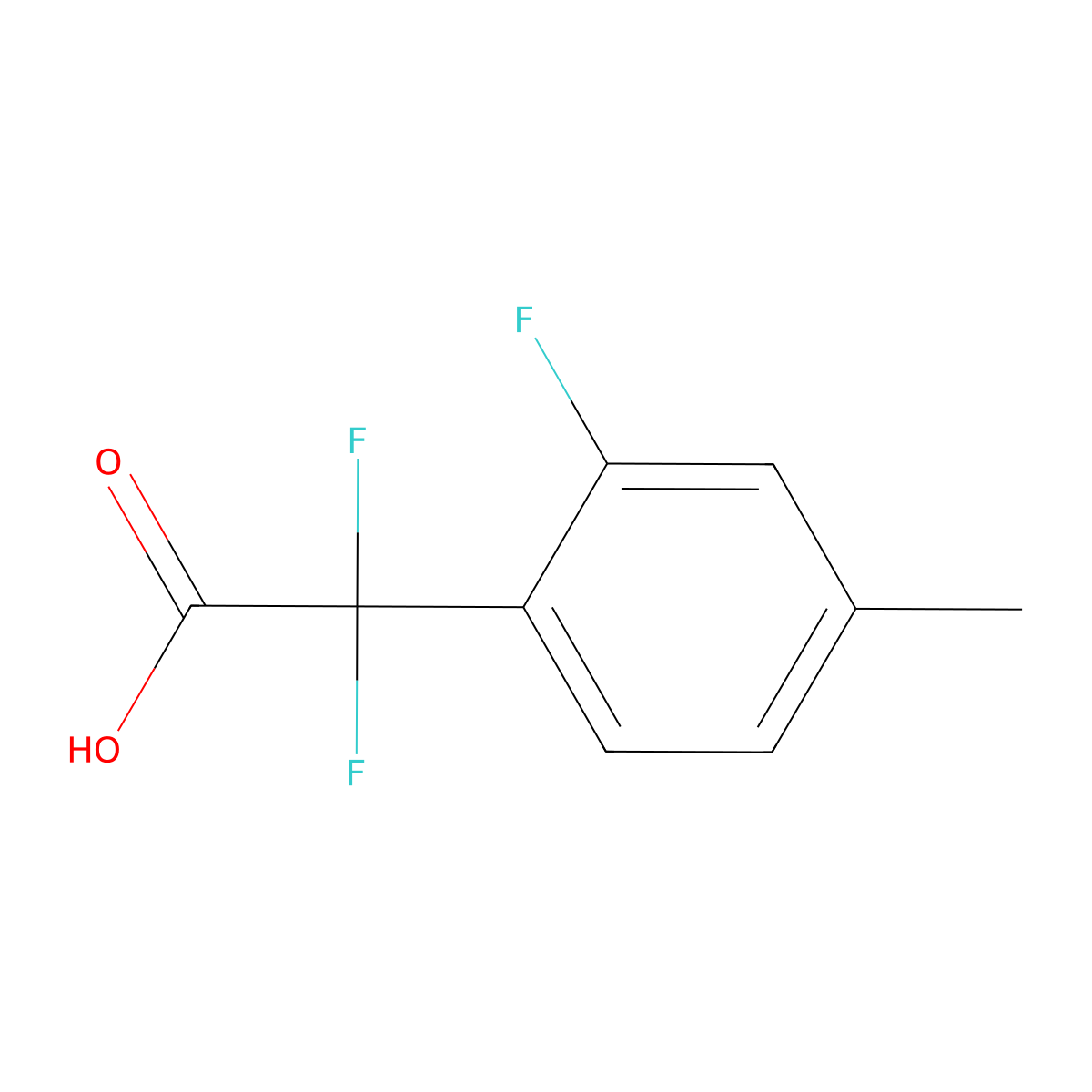 2,2-Difluoro-2-(2-fluoro-4-methylphenyl)acetic acid molecular structure, CAS 1823777-03-2
