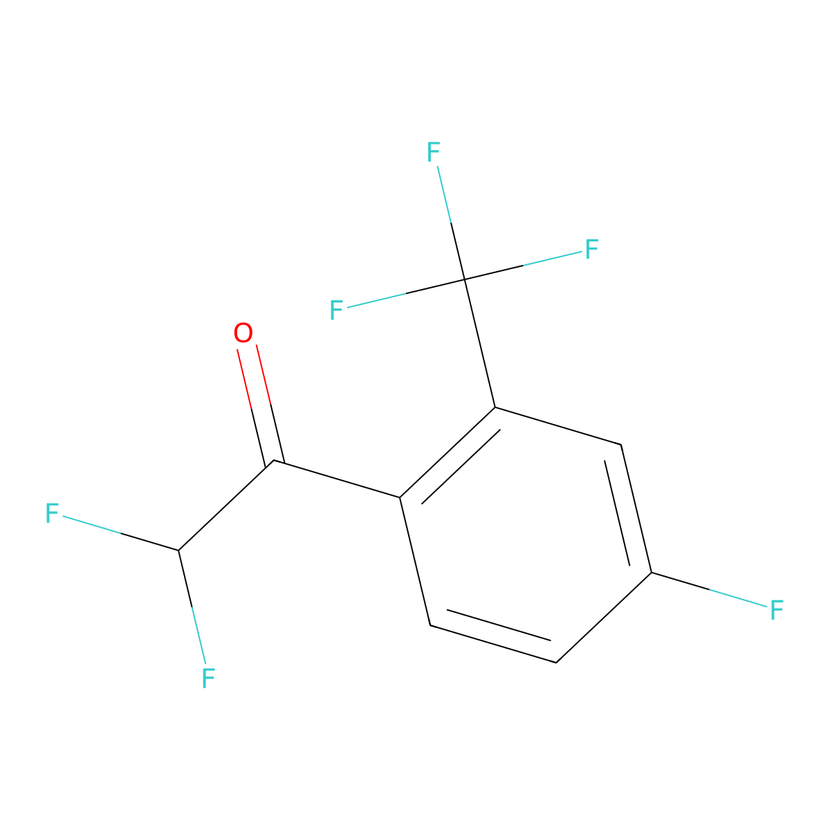 2,2-Difluoro-1-[4-fluoro-2-(trifluoromethyl)phenyl]ethan-1-one molecular structure, CAS 1823777-85-0