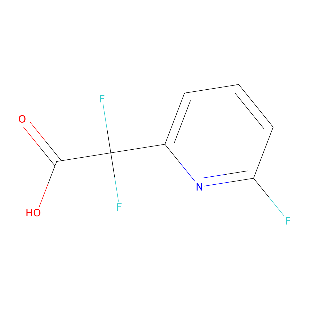 2,2-Difluoro-2-(6-fluoropyridin-2-yl)acetic acid molecular structure, CAS 1823778-83-1