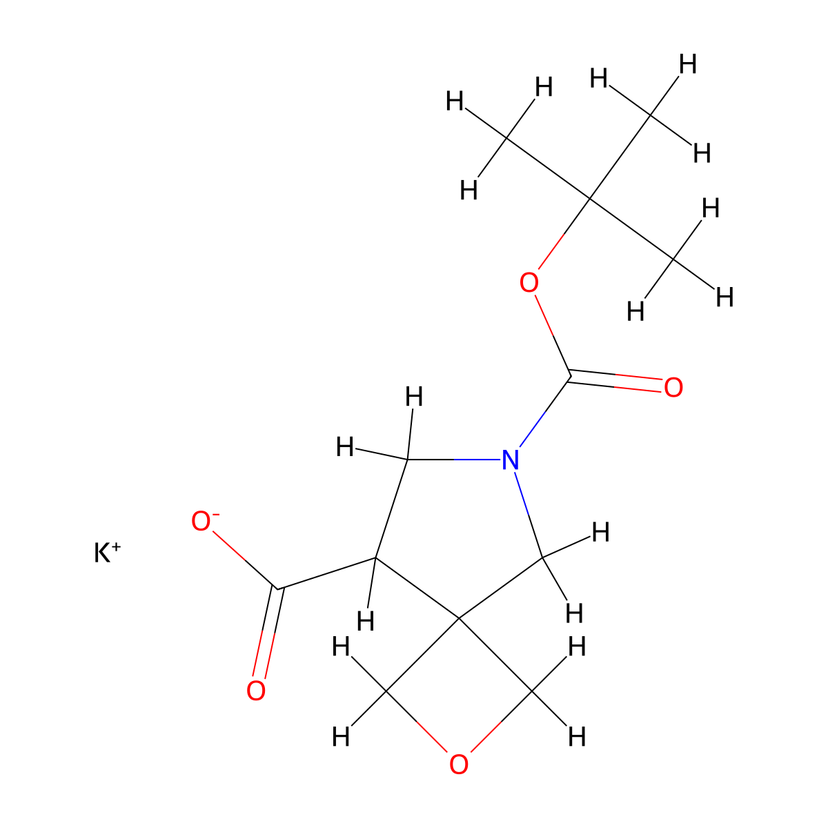 Potassium 6-[(tert-butoxy)carbonyl]-2-oxa-6-azaspiro[3.4]octane-8-carboxylate molecular structure, CAS 1823778-98-8
