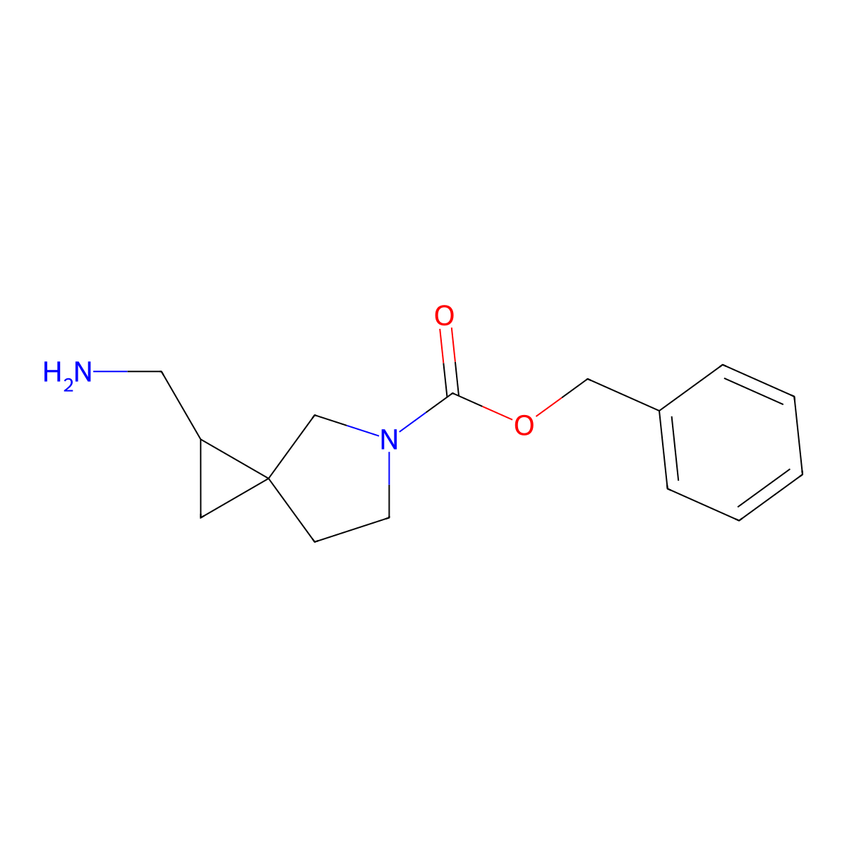 Benzyl 1-(aminomethyl)-5-azaspiro[2.4]heptane-5-carboxylate molecular structure, CAS 1823780-06-8