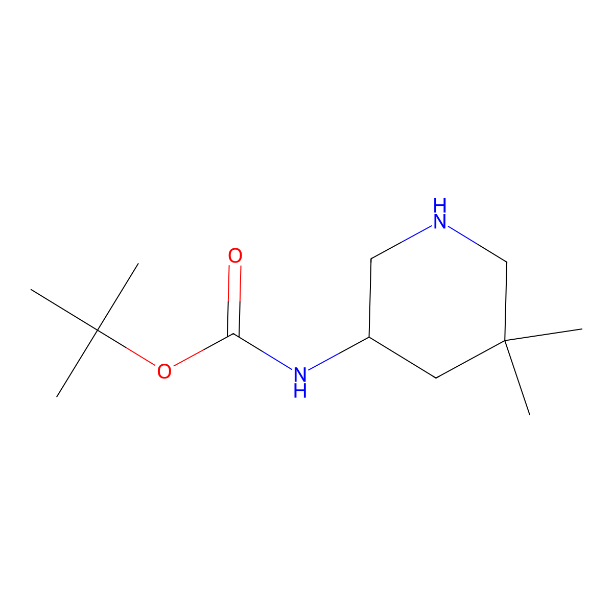 tert-butyl N-(5,5-dimethylpiperidin-3-yl)carbamate molecular structure, CAS 1823780-33-1