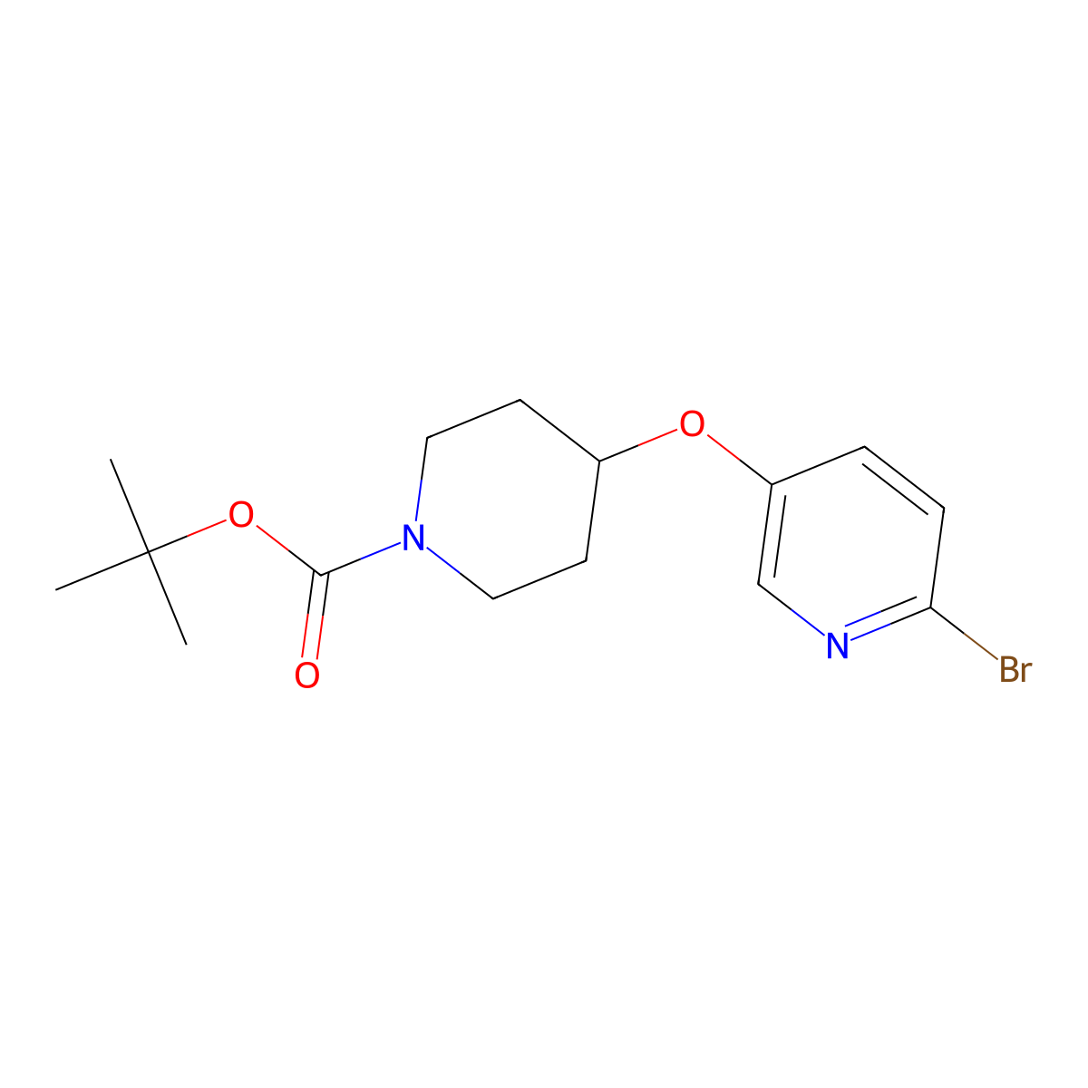 Tert-butyl 4-[(6-bromopyridin-3-yl)oxy]piperidine-1-carboxylate molecular structure, CAS 1823783-13-6