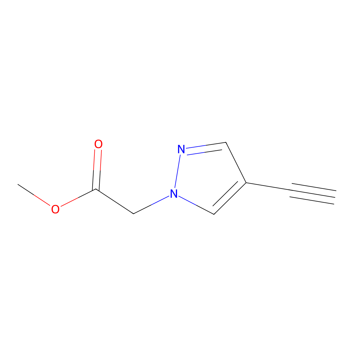 Methyl 2-(4-ethynyl-1H-pyrazol-1-yl)acetate molecular structure, CAS 1823783-45-4