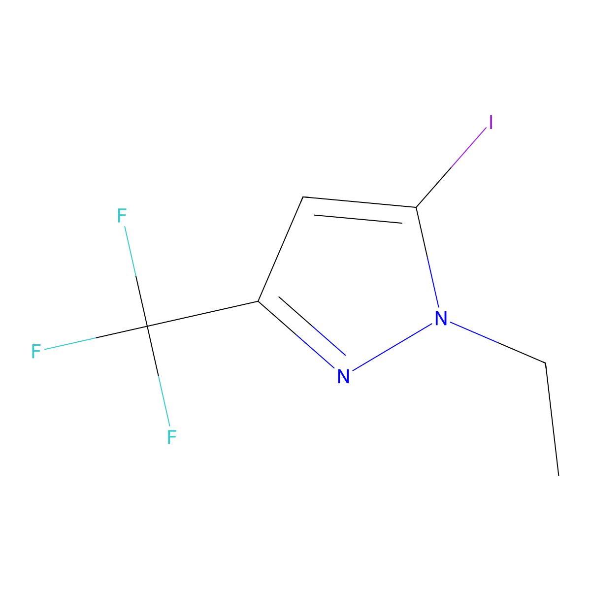 1-ethyl-5-iodo-3-(trifluoromethyl)-1H-pyrazole molecular structure, CAS 1823783-69-2