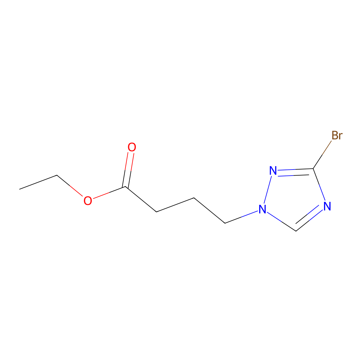 Ethyl 4-(3-bromo-1H-1,2,4-triazol-1-yl)butanoate molecular structure, CAS 1823783-80-7