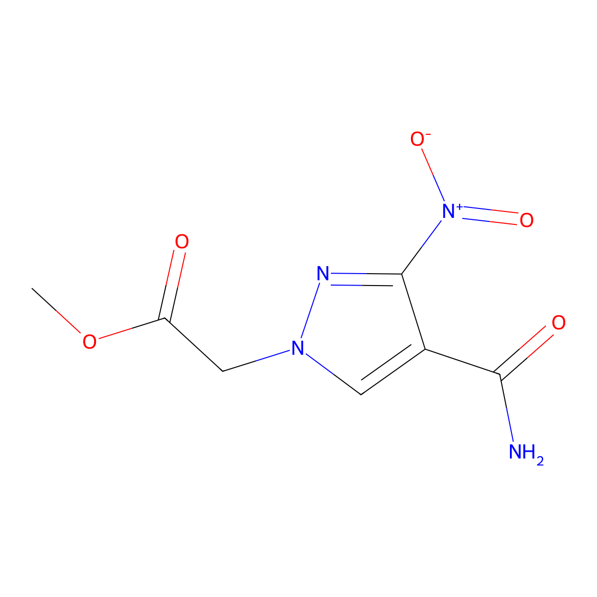 Methyl 2-(4-carbamoyl-3-nitro-1H-pyrazol-1-yl)acetate molecular structure, CAS 1823783-92-1
