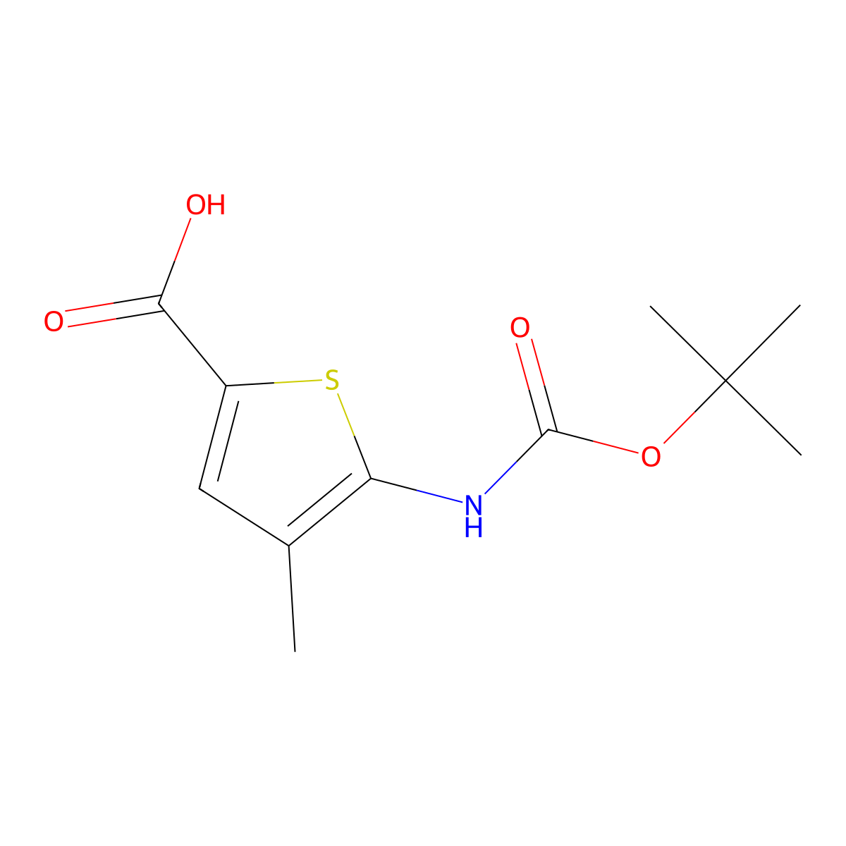 5-{[(Tert-butoxy)carbonyl]amino}-4-methylthiophene-2-carboxylic acid molecular structure, CAS 1823783-98-7
