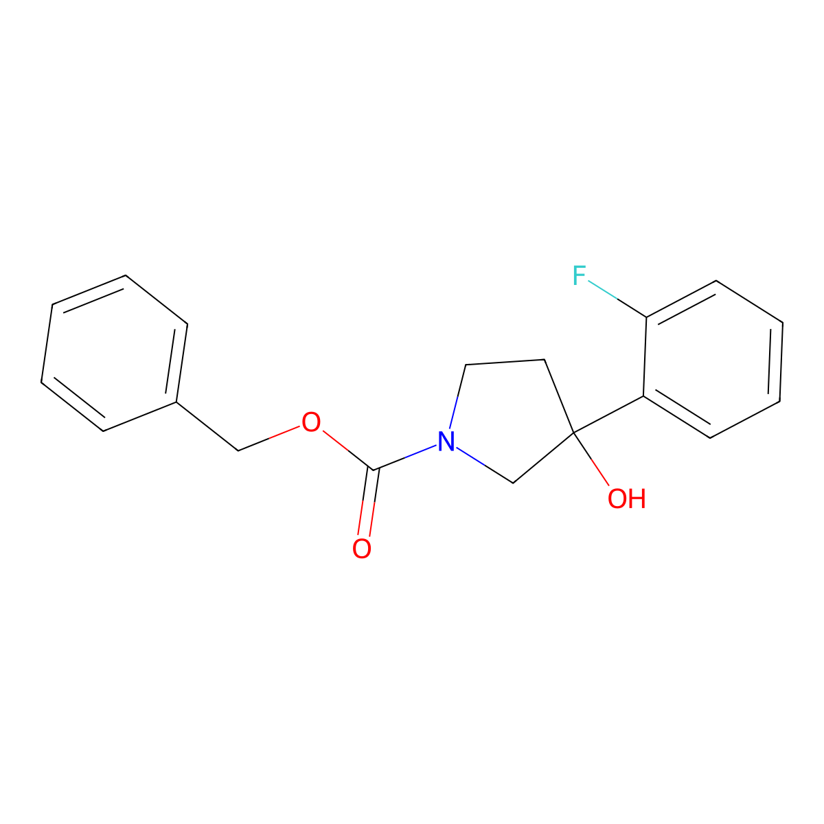 Benzyl 3-(2-fluorophenyl)-3-hydroxypyrrolidine-1-carboxylate molecular structure, CAS 1823784-77-5