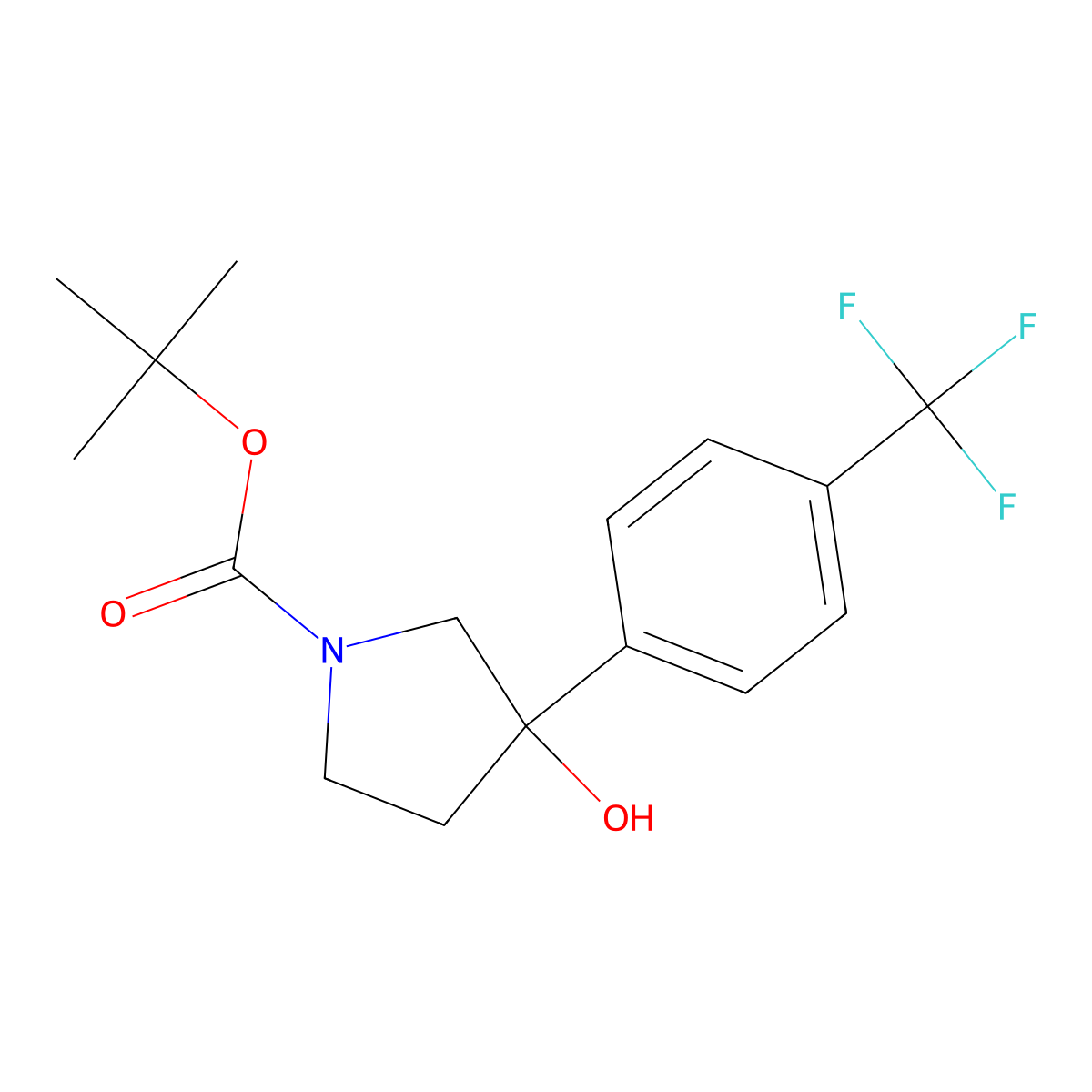 Tert-butyl 3-hydroxy-3-[4-(trifluoromethyl)phenyl]pyrrolidine-1-carboxylate molecular structure, CAS 1823785-36-9