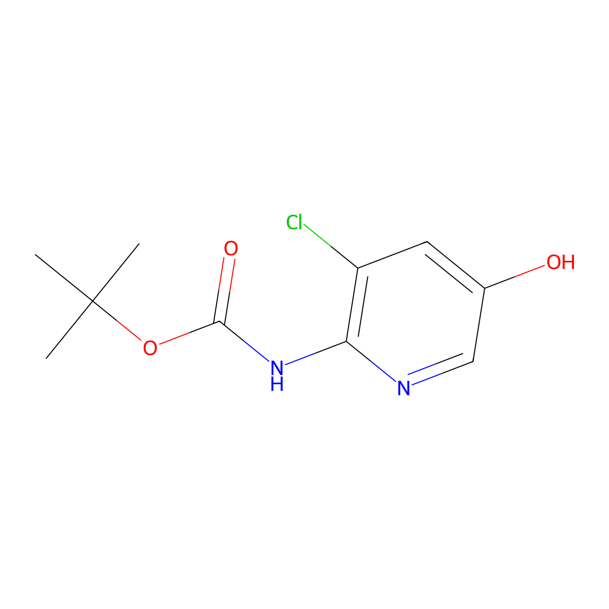 (3-Chloro-5-hydroxy-pyridin-2-yl)-carbamic acid tert-butyl ester molecular structure, CAS 1823785-68-7