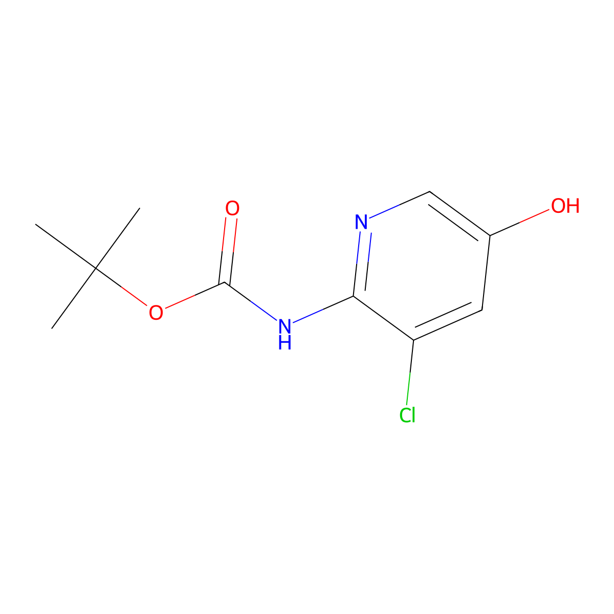 (3-Chloro-5-hydroxy-pyridin-2-yl)-carbamic acid tert-butyl ester molecular structure, CAS 1823785-68-7